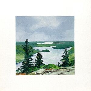 8x8 Maine Original Oil Painting Cadillac Mountain Acadia New England Art Signed